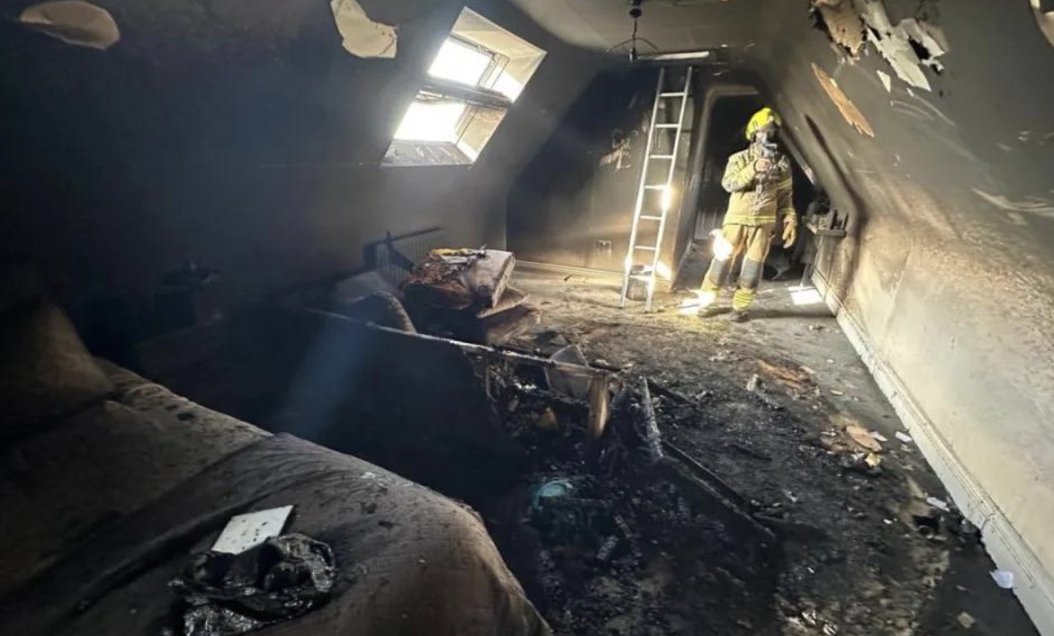 The bedroom in Chelmsford was destroyed by the fire after a vape was left on charge
(The Essex County Fire and Rescue Service)